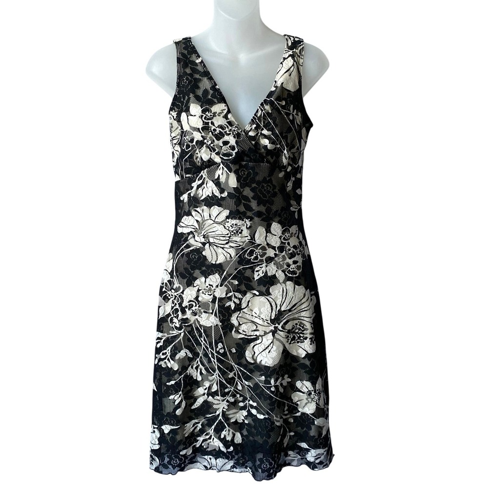 VTG My Michelle Y2K Whimsigoth Babydoll Floral Mesh Overlay Dress M Black Lace